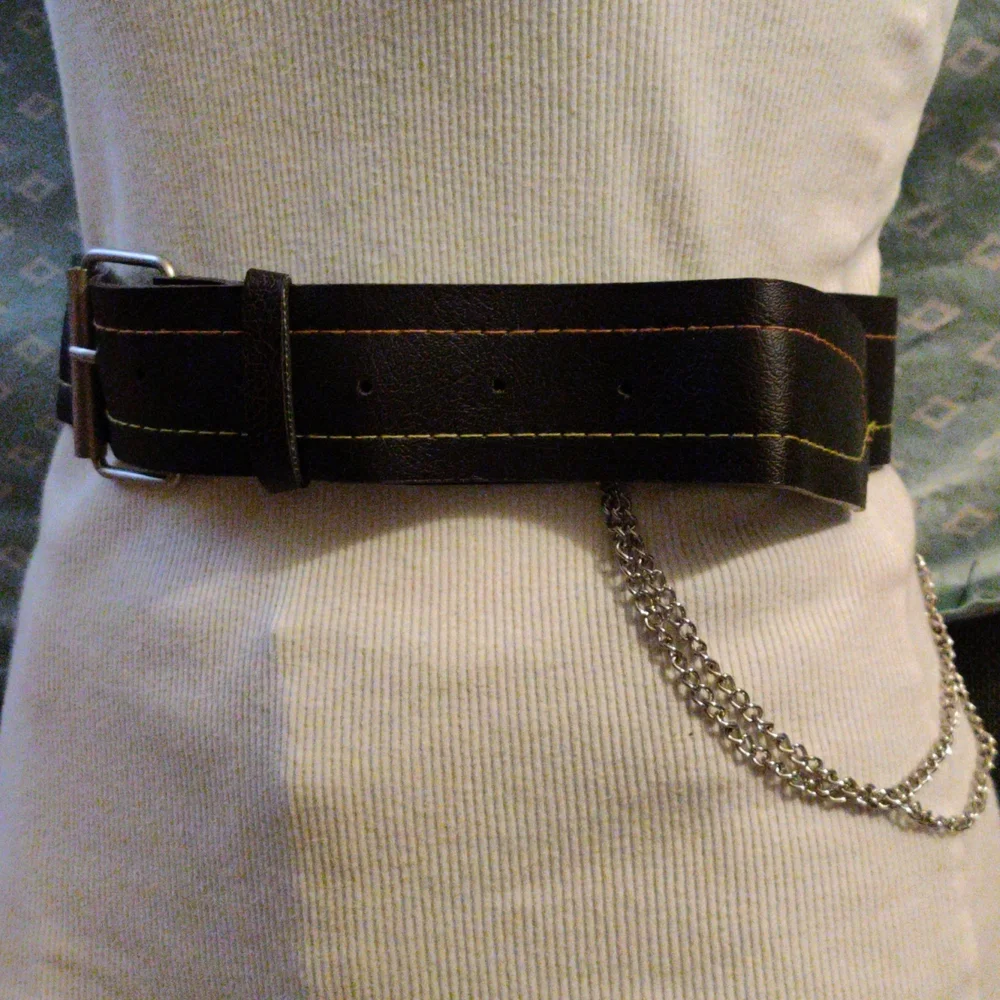 Brown Faux Leather Belt with chain